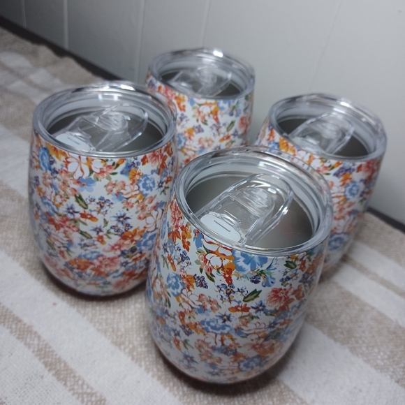 Matilda Jane Travel Tumblers Cups Wine insulated 11 oz Floral Set of 4 MJ - Picture 4 of 6
